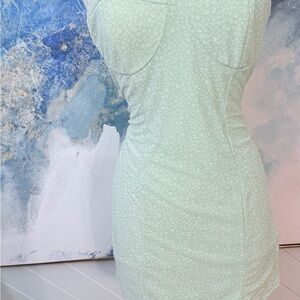 Streetwear Society Mint Green Mini Dress with White Floral Print